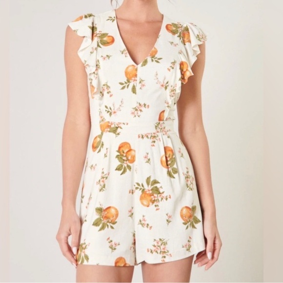 Sugarlips Flutter Sleeve Romper - Citrus Print - Picture 2 of 12